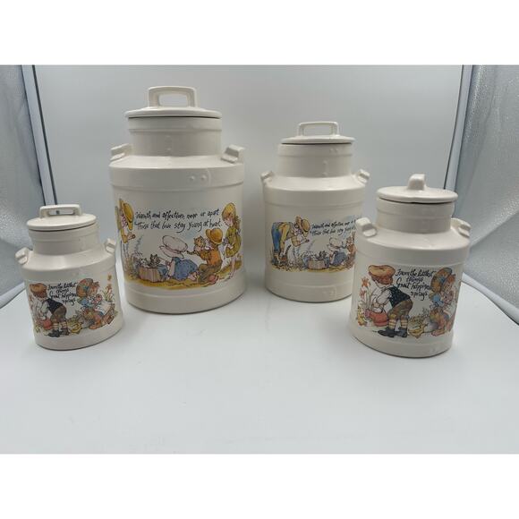 Set of 4 Vintage McCoy Milk Can Farmhouse Decor